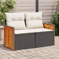 Divano da Giardino con Cuscini a 2 Posti Nero in Polyrattancod mxl 111715