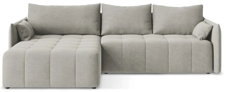 Divano angolare grigio chiaro allungabile/con contenitore (con penisola a sinistra/con chaise lounge) Moku – Makamii