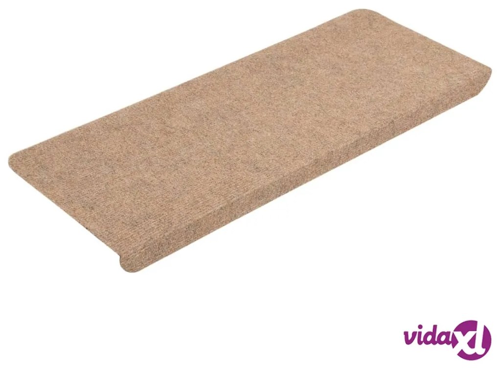 vidaXL Tappetini Autoadesivi per Scale 15 pz 65x24,5x3,5 cm Beige