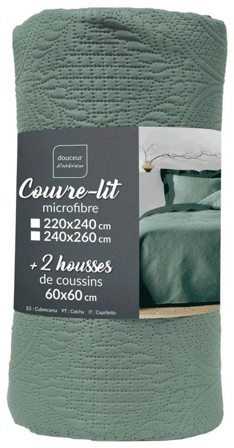 Set con copriletto e federa verde in microfibra 240x260 cm Romane – douceur d'intérieur