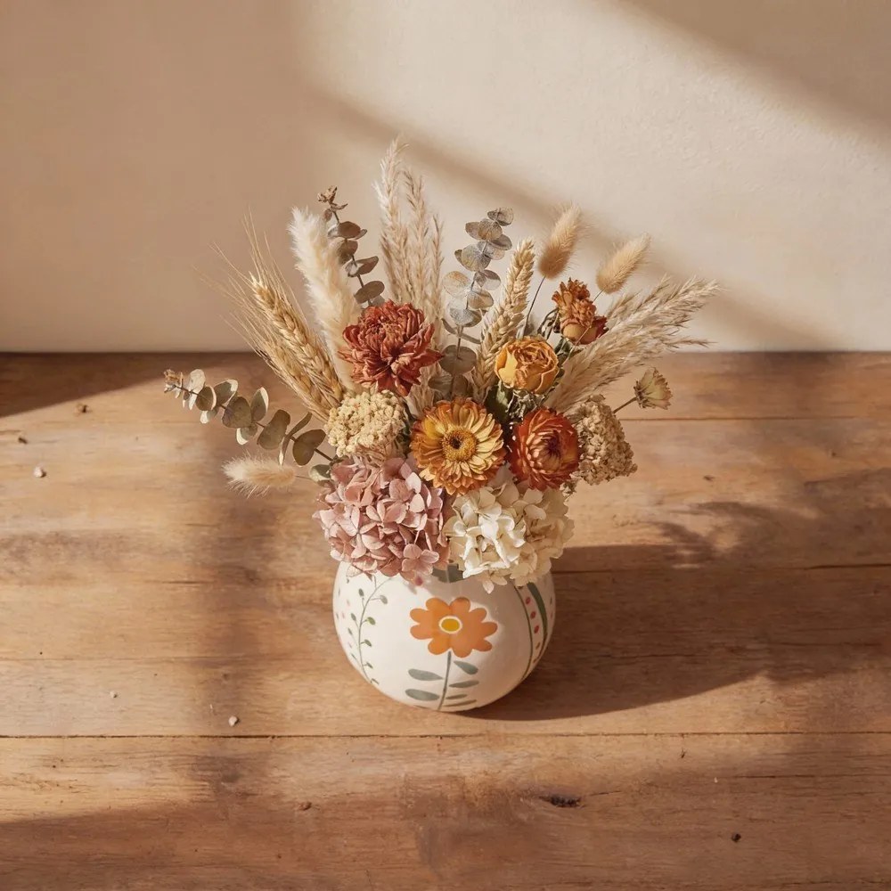 Vaso in gres dipinto a mano color crema (altezza 17 cm) Taza - Bloomingville