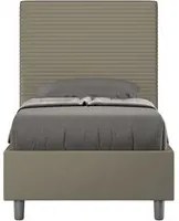 Letto imbottito Singolo 80x190 cm Focus - Similpelle,Cappuccino,Contenitore