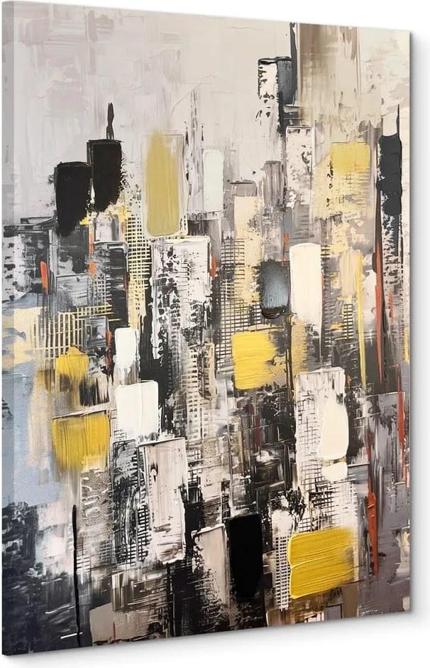 Quadro con elementi dipinti a mano 70x100 cm Cityscape – Styler