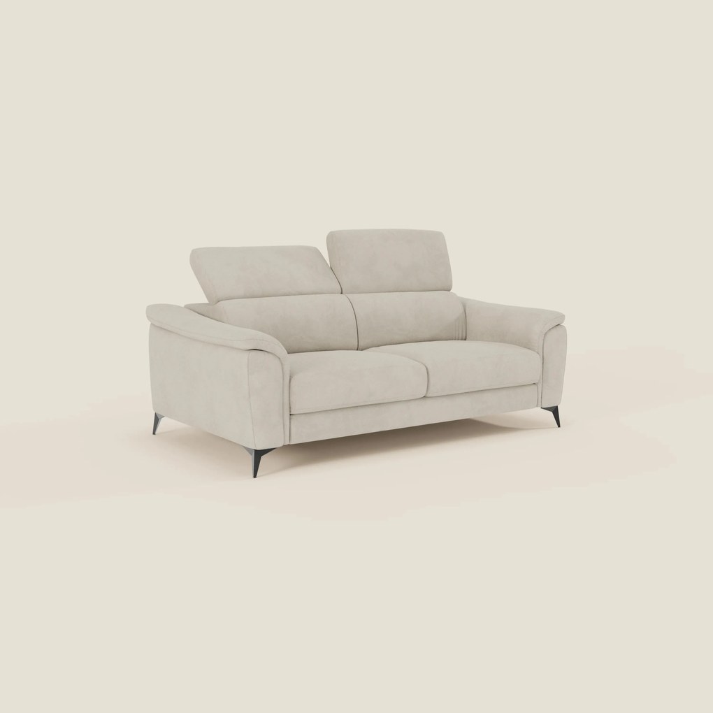 Arcos Divano 3 posti - piedini alti e poggiatesta reclinabili in microfibra impermeabile T11 panna