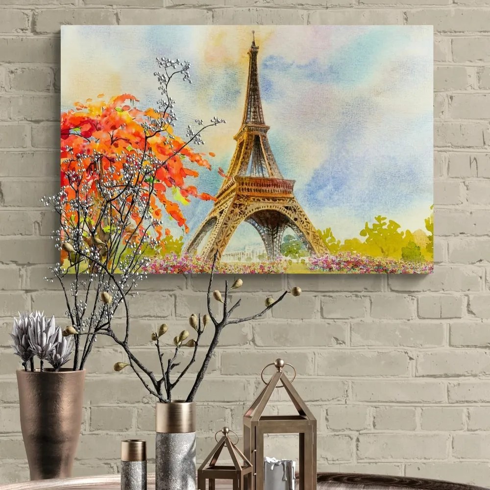 Stampa su tela – Torre Eiffel in colori pastello