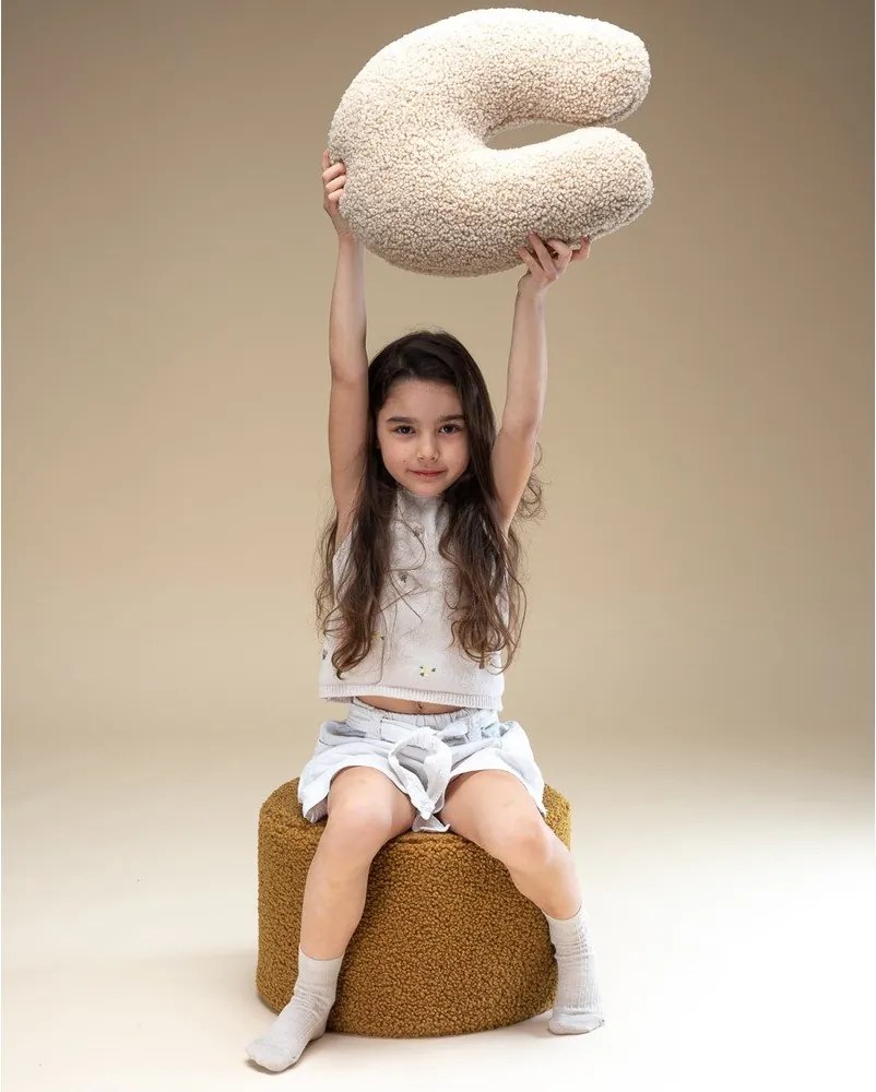 Pouf per bambini marrone con rivestimento in bouclé – Wigiwama