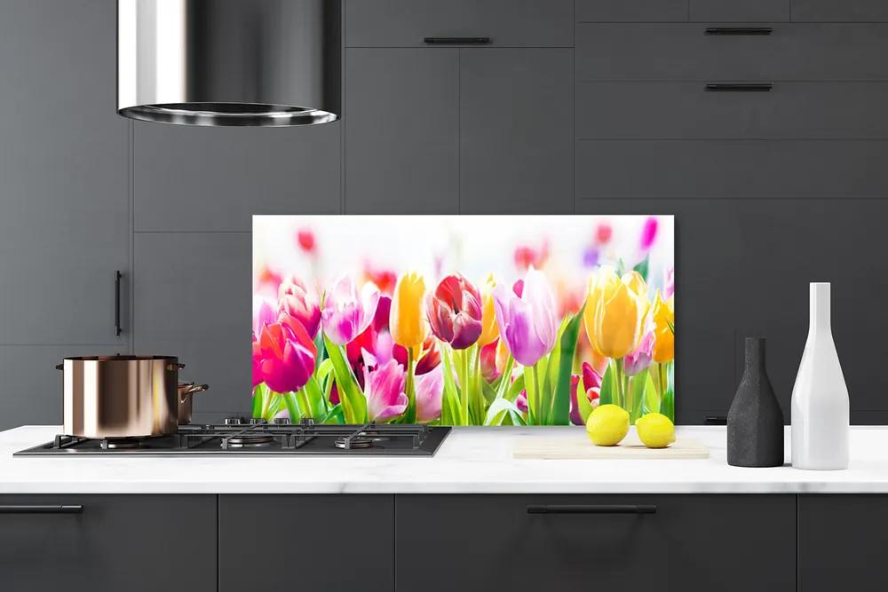 Rivestimento parete cucina Fiori di tulipani 100x50 cm