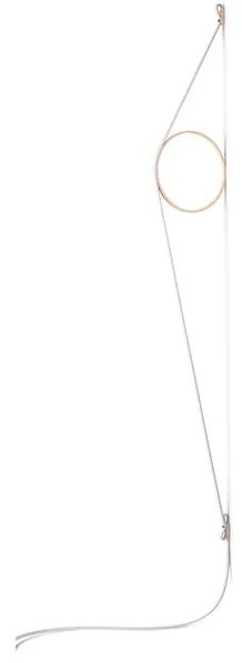 Flos Wirering Lampada da parete H.208 cm a luce indiretta con dimmer e Cavo bianco/Anello Rosa