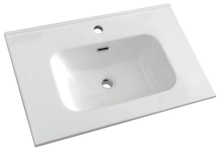 Lavabo a incasso rettangolare vasca centrale L 76 x H 17.5 x P 47 cm in ceramica bianco
