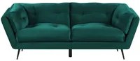 Divano Gambe in Metallo Velluto Verde Scuro 210 x 90 cm con Cuscini Retro