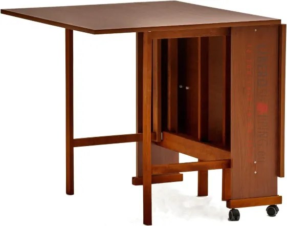 Tavolo richiudibile legno formica con ruote 140x90 cm GIORGIA Noce
