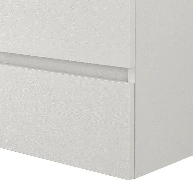Mobile bagno sospeso 90 rovere bianco con base lavabo e cassetto Nadia