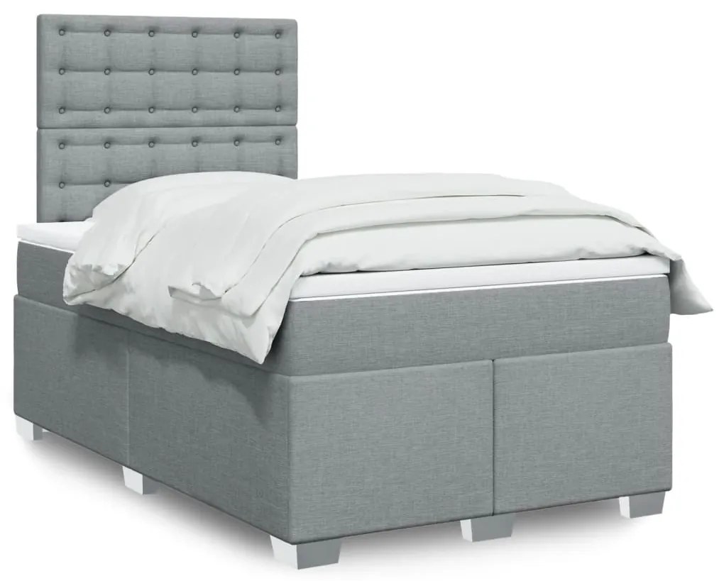 Giroletto A Molle Con Materasso Grigio Chiaro 120x200cm Tessuto /