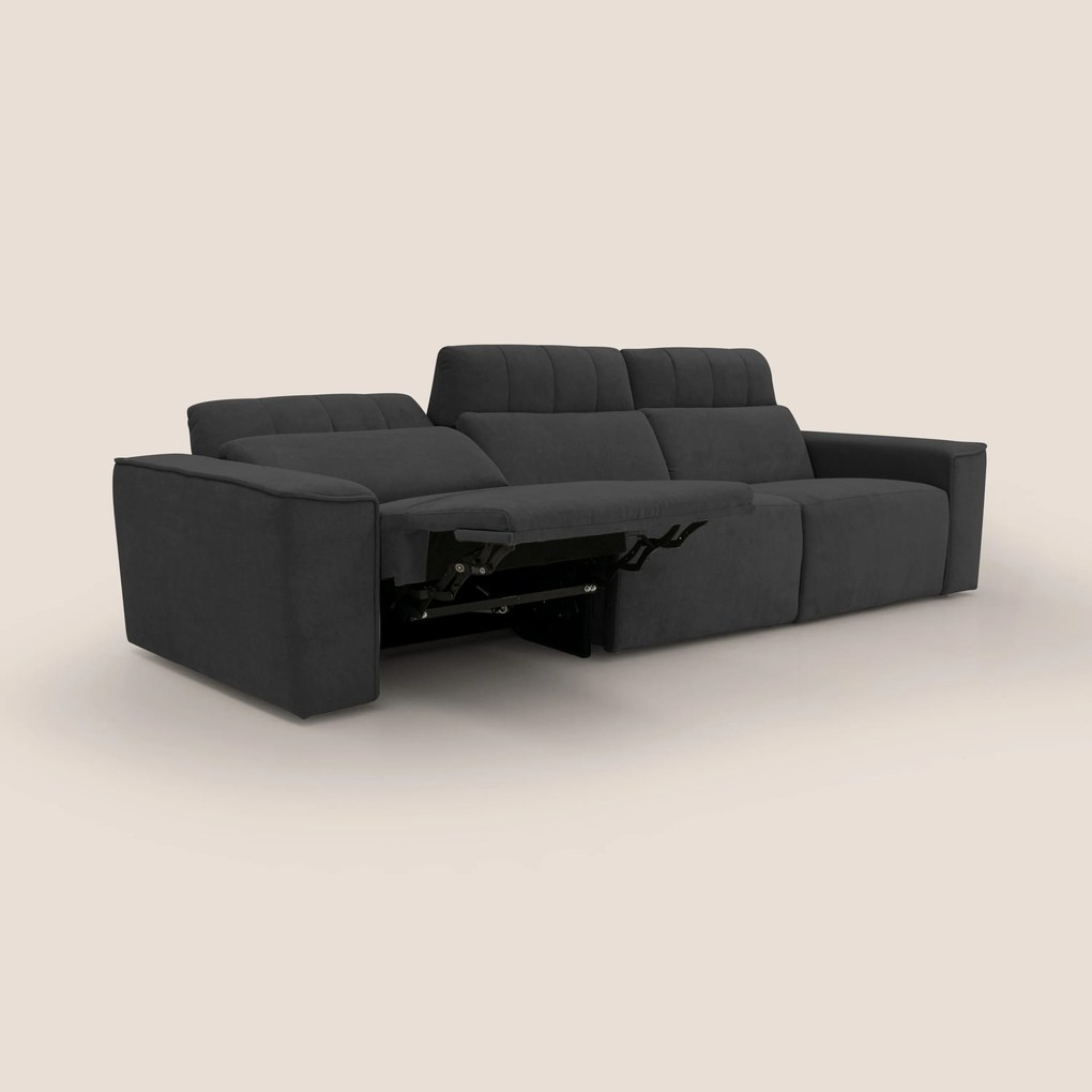 Clark Divano modulare 3 sedute con opzione relax elettrico in tessuto smacchiabile impermeabile T17 nero