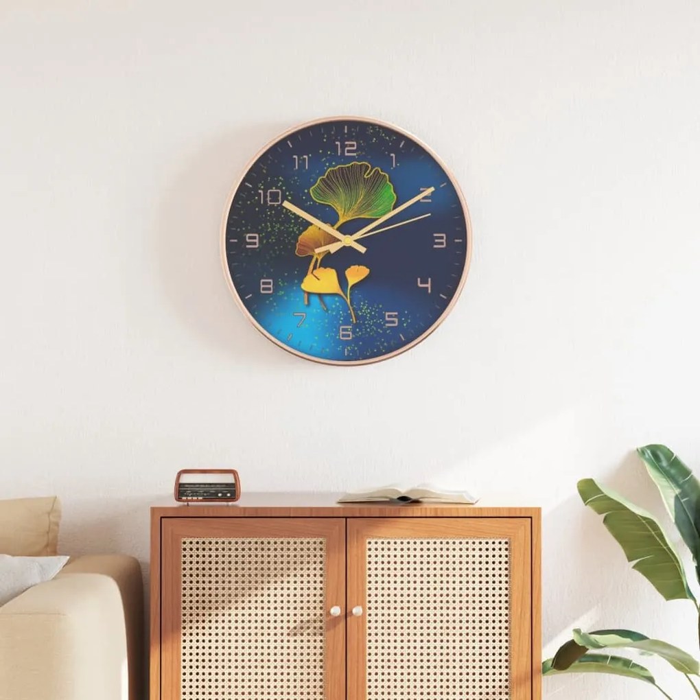 Orologio Da Parete Oro E Blu Ø29,5 Cm Polistirene E Vetro /