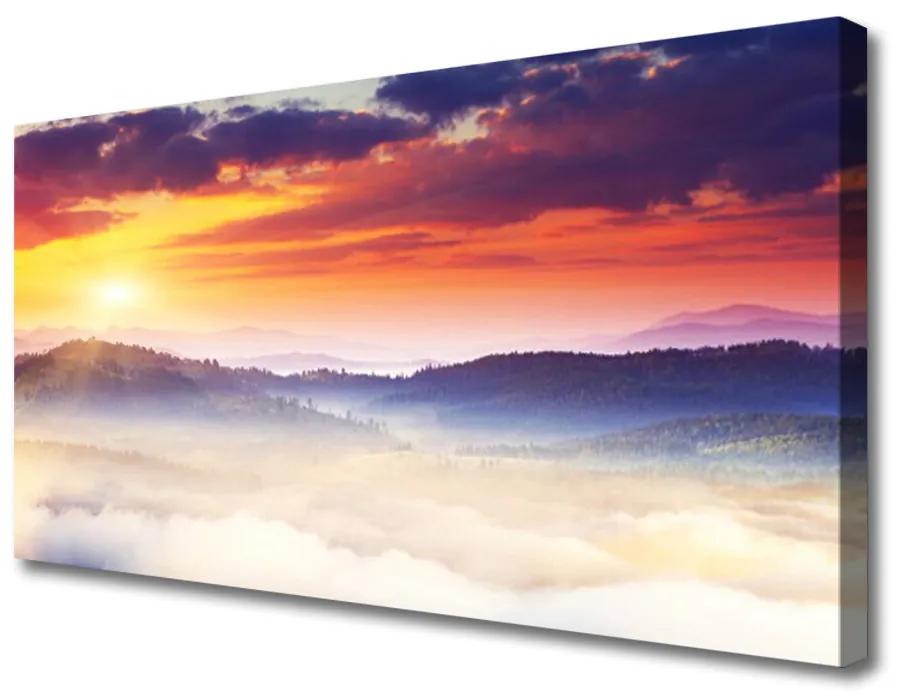 Quadro su tela Montagna, sole, paesaggio 100x50 cm