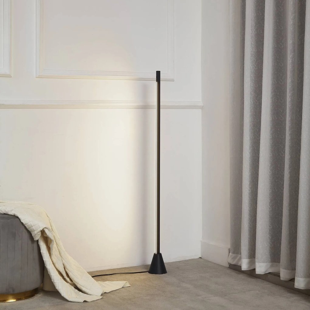 Lampada da terra a LED Linija Lucande, dimmerabile, Nero, Soggiorno / Sala da pranzo, Alluminio, Moderno, Lampada LED da terra