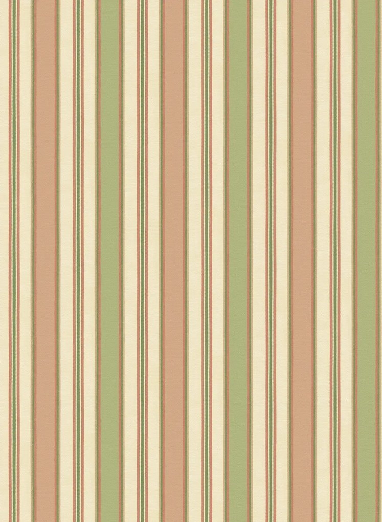 GP & J Baker Carta da parati Melbourne Stripe - Soft Red/ Green