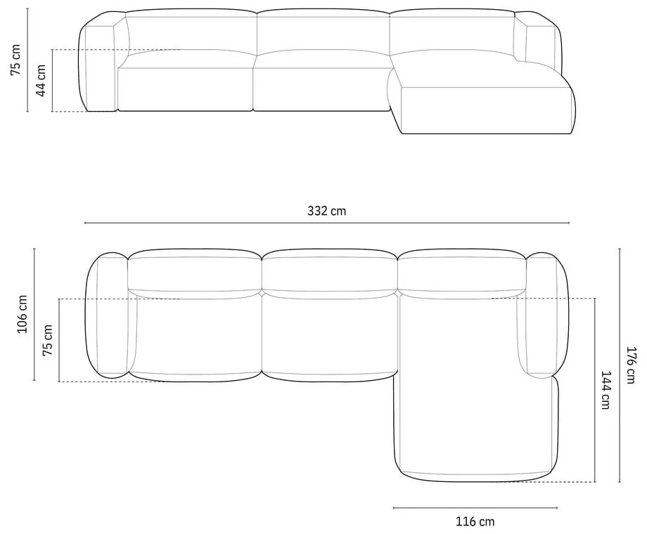 Divano angolare componibile verde (con penisola a destra/con chaise lounge) con rivestimento in velluto Martina – Micadoni