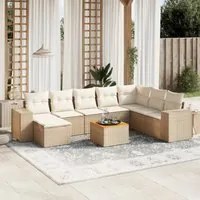 Set Divano da Giardino 9 pz con Cuscini Beige in Polyrattan 3257913