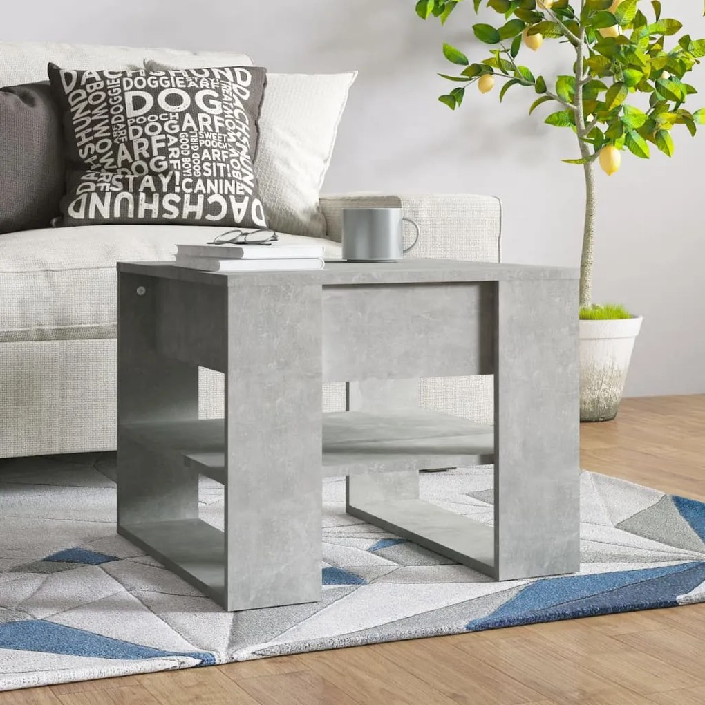 Tavolino salotto grigio cemento 55,5x55x45 cm legno multistrato