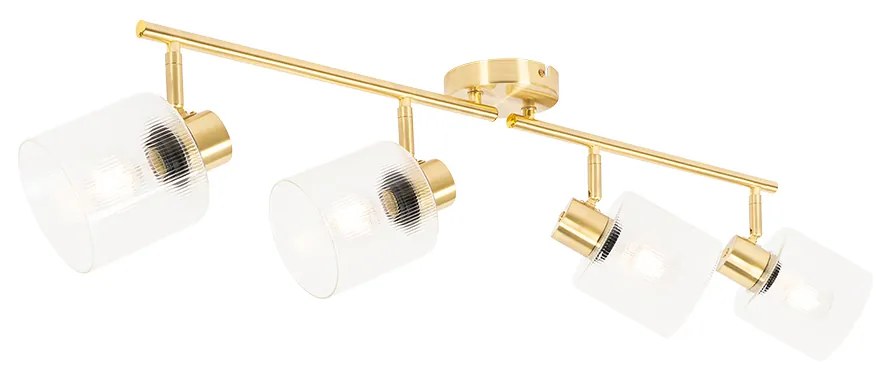 Faretto da soffitto dorato con vetro 4 luci orientabili - Laura