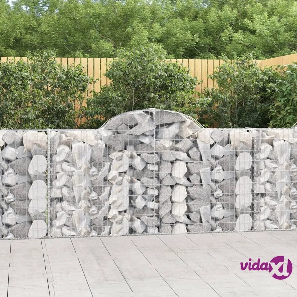 vidaXL Cesti Gabbioni ad Arco 2 pz 200x30x100/120 cm Ferro Zincato