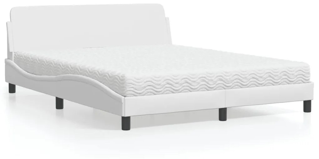 Letto Con Materasso Bianco 160x200 Cm İn Similpelle /