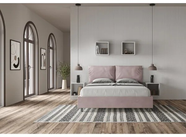 Letto contenitore da 160x190 in microfibra glicine Antea