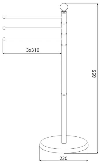 Aqualine - Piedistallo con gancio per asciugamani SAMBA 85,5 cm acciaio inossidabile/cromo lucido