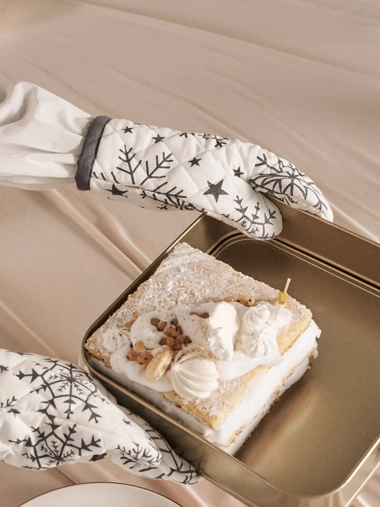 Sinsay - Guanti da cucina invernali con motivo di fiocchi di neve - bianco