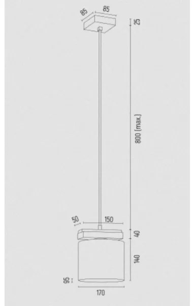 Argon 8276 - Lampadario a sospensione con filo CANOA 1xE27/15W/230V nero