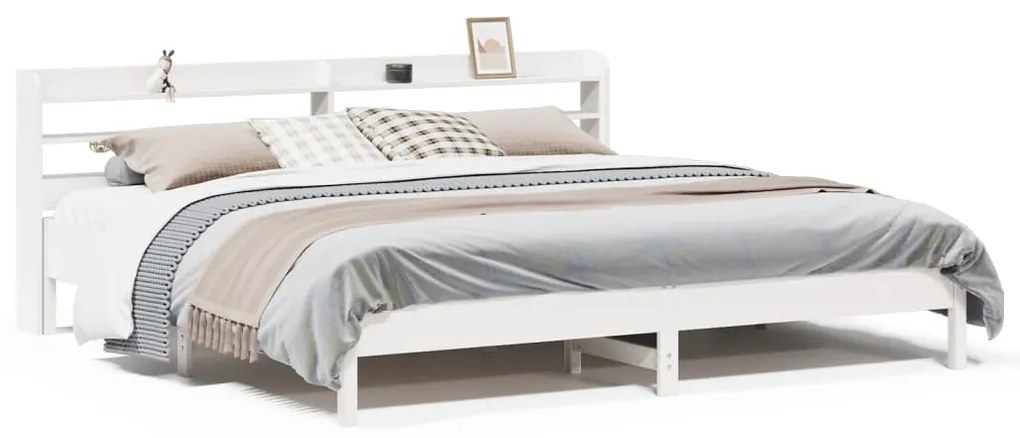 Letto senza materasso bianco 180x200 cm legno massello di pino