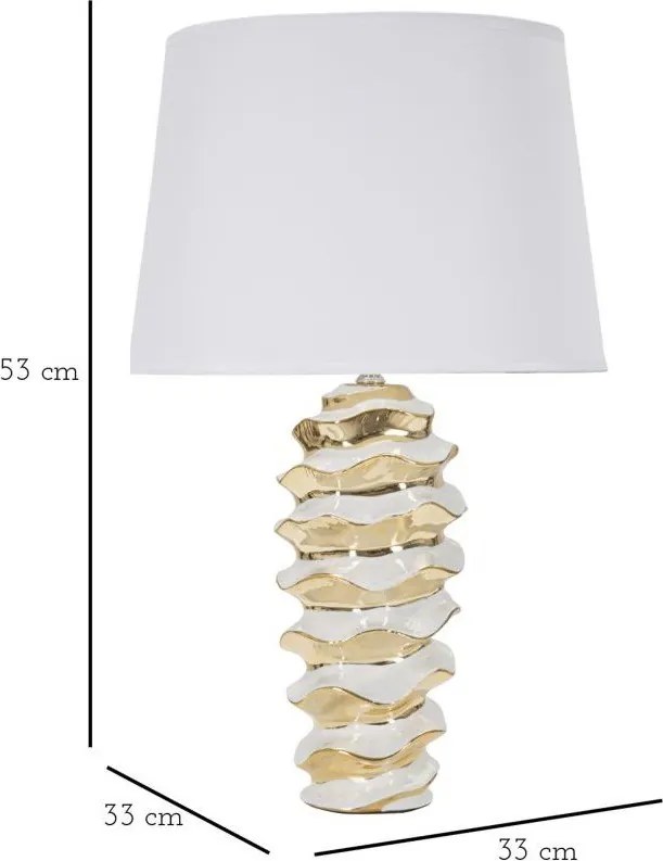 Lampada da tavolo bianca/dorata in ceramica con paralume in tessuto (altezza totale 53 cm) Glam Space – Mauro Ferretti