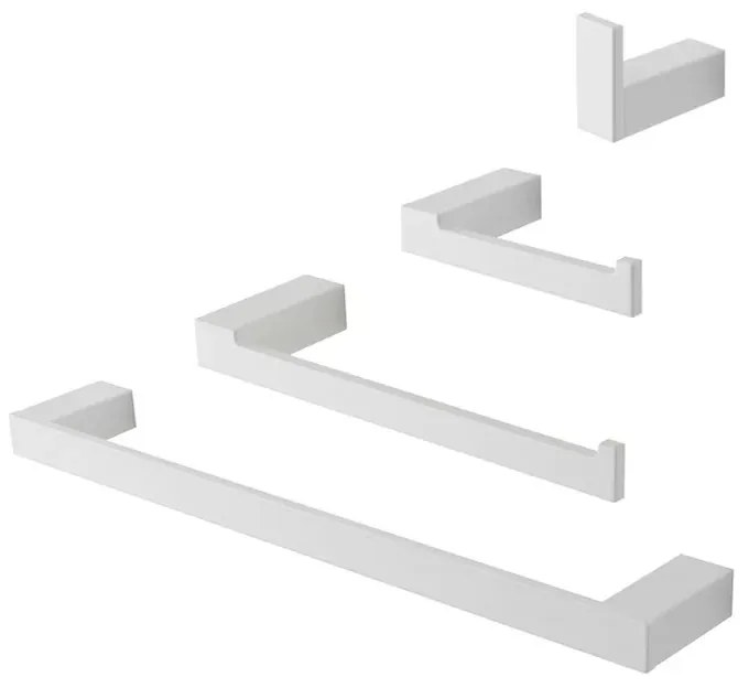 Set accessori bagno da muro 4 pezzi in alluminio bianco Sky