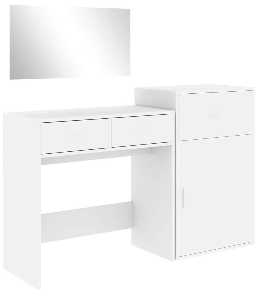 Set da toeletta 3 pz bianco in legno multistrato