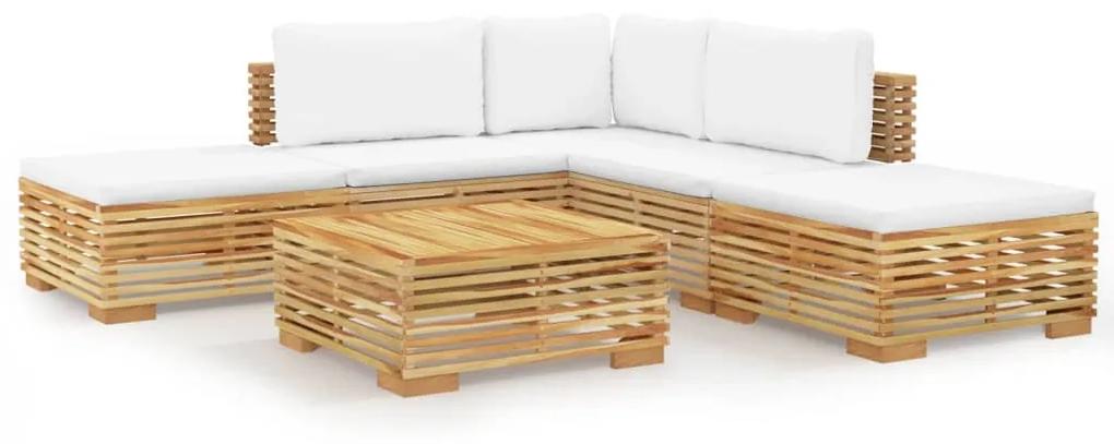 Set divani da giardino 6 pz con cuscini legno massello di teak