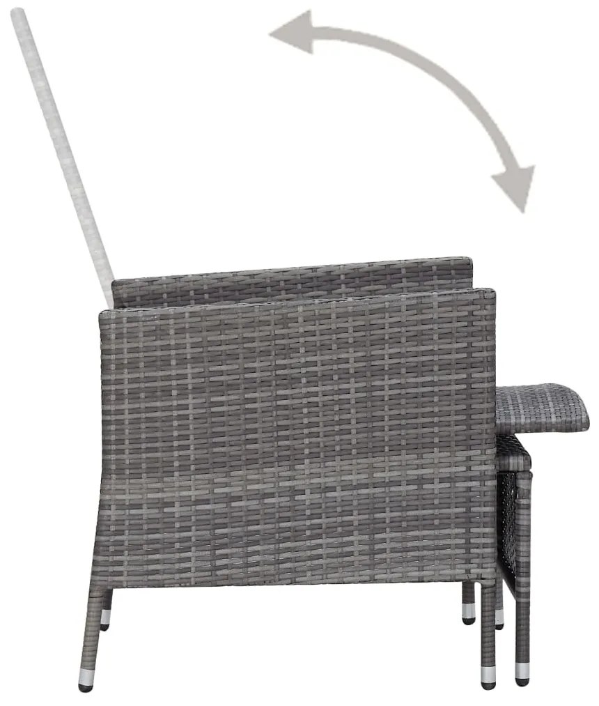 Set Divani da Giardino 3 pz con Cuscini in Polyrattan Grigio