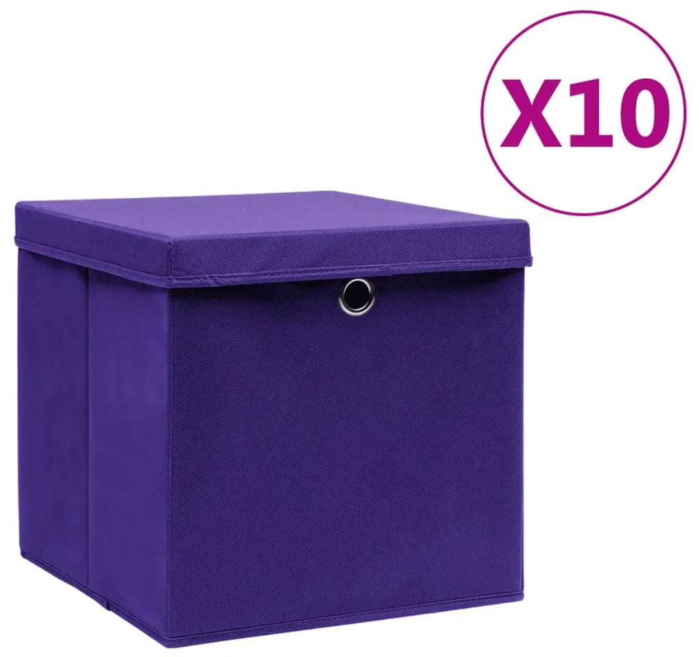 Contenitori Con Coperchi 10 Pz 28x28x28 Cm Viola /