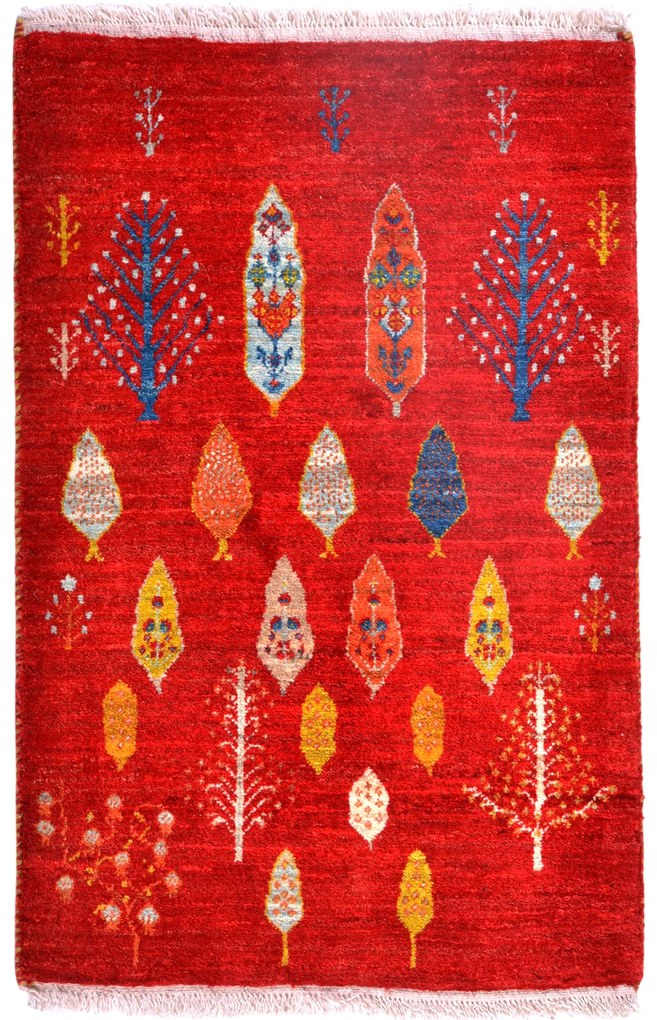 Loribaf Tappeto 90x60 Rosso (Iran) Annodato A Mano