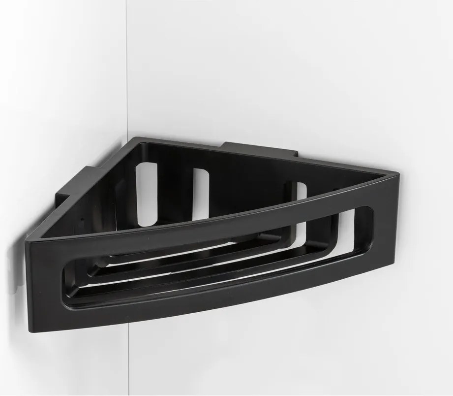 Mensola angolare nera autoportante in plastica per il bagno Bralia - Wenko