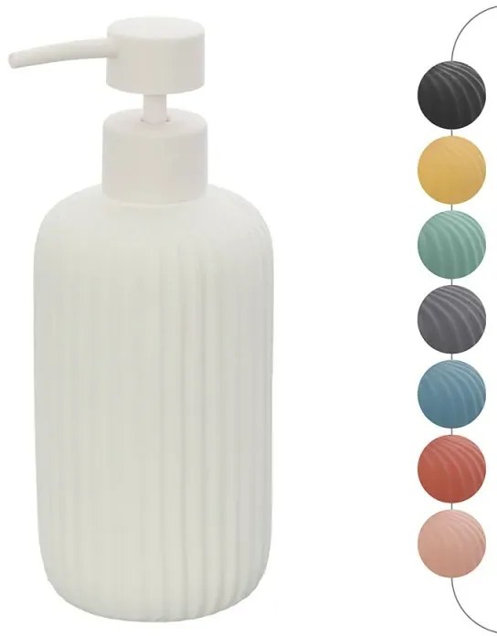 Dispenser sapone bianco in ceramica soft touch capienza 330 ml Spring