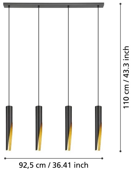 Eglo 900873 - Lampadario LED a sospensione con filo BARBOTTO 4xGU10/4,5W/230V nero/oro