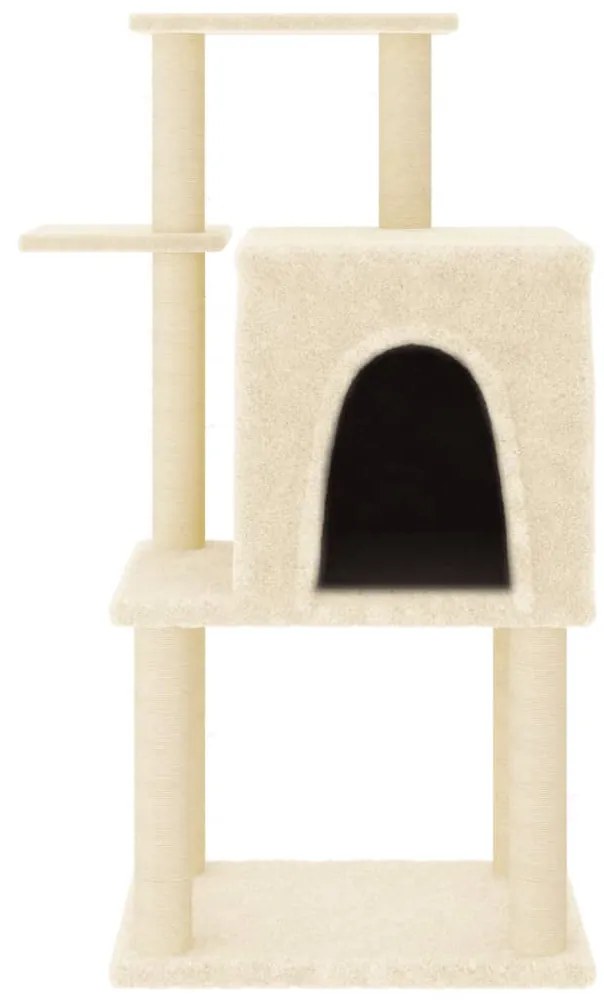 Albero per gatti con tiragraffi in sisal crema 97 cm