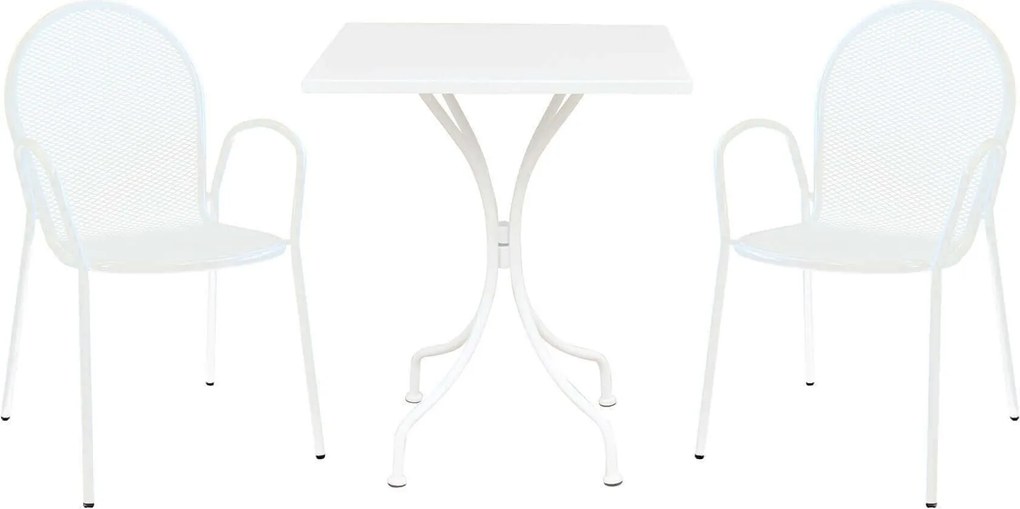 ROMANUS - set tavolo in metallo cm 60 x 60 x 72 h con 2 poltrone Maris