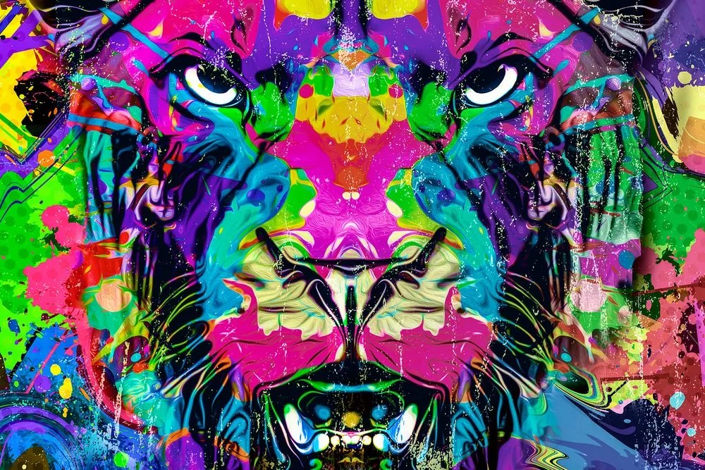 Stampa su tela – Felino multicolore