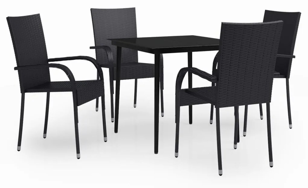 Set da pranzo da giardino 5 pz nero
