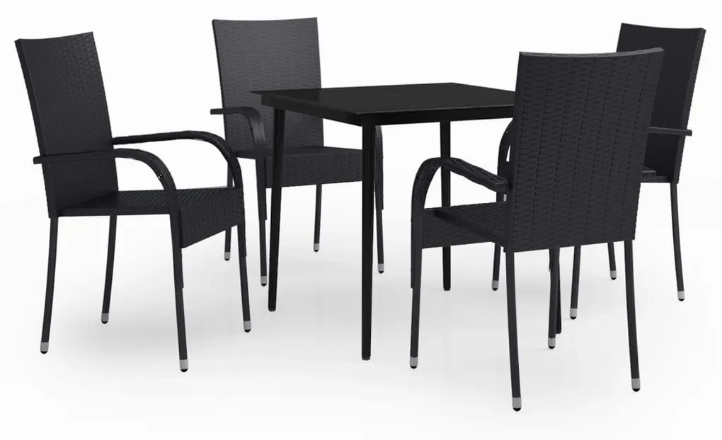Set da pranzo da giardino 5 pz nero