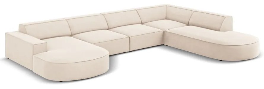Divano angolare in velluto beige (a U) Jodie - Micadoni Home