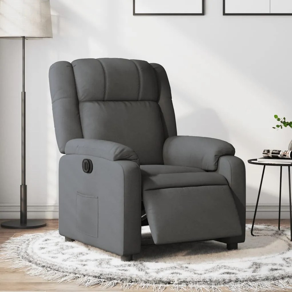 Poltrona Elettrica Reclinabile Grigio Scuro İn Tessuto /